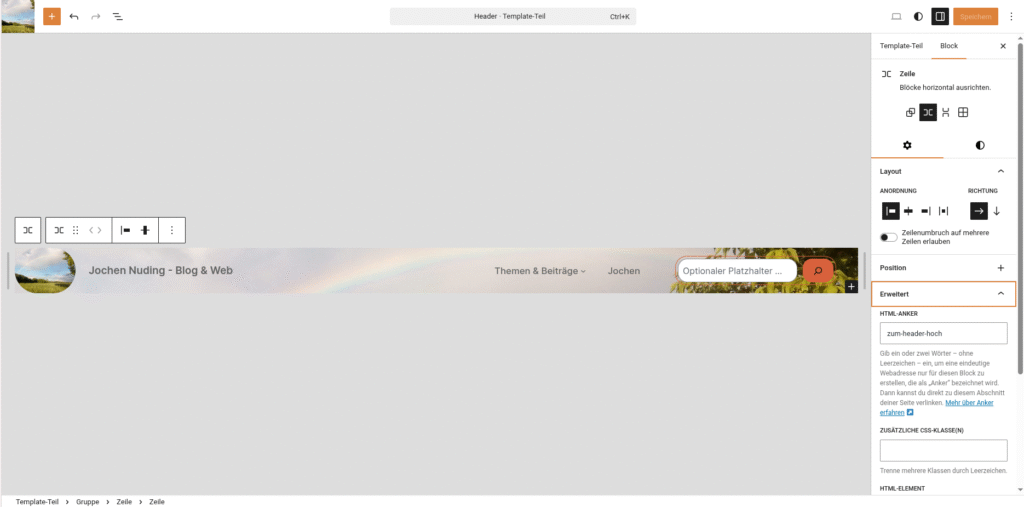 In WordPress nach oben scrollen - erste Variante als HTML-Anker